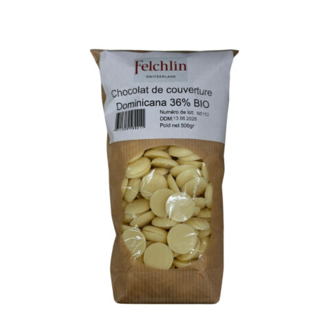 Chocolat de couverture Dominicana Blanc  36% Bio- 500Gr - Felchlin Tille