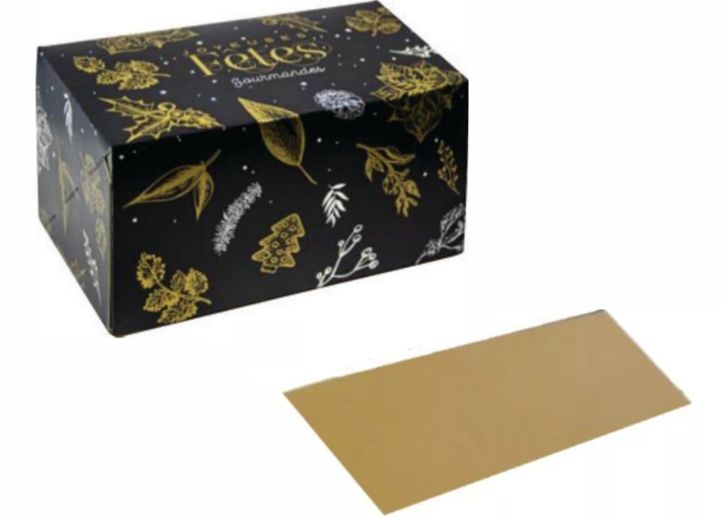 Boîte à bûches de noël noire 1 PC avec semelle