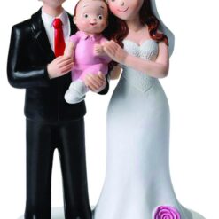 Figurine mariage parents avec bébé - Rose ou Bleu