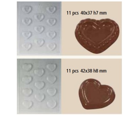 Moule chocolat coeur plat