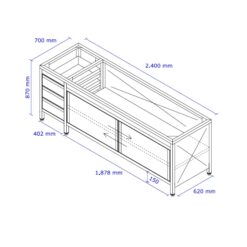 TABLE DE TRAVAIL INOX 2400 mm avec rangement intégré MyTILLE