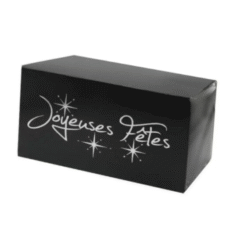 Boîte à bûche Joyeuses Fêtes noire – 25 pcs | Emballage pâtisserie BBN20 BBN25 BBN30