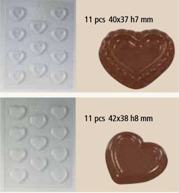 Moule chocolat coeur plat