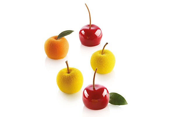 Moule silicone fruits 3D Fraise, pomme, citron